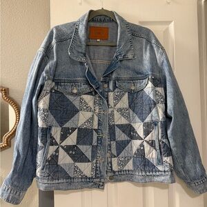 Lucky Brand Denim Patchwork Quilted Jean Jacket